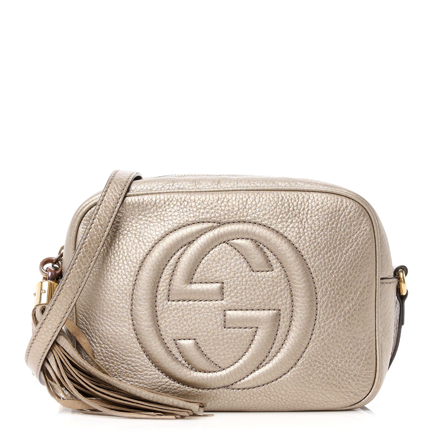 Gucci Metallic Pebbled Calfskin Small Soho Disco Bag Golden Beige 1 of 18