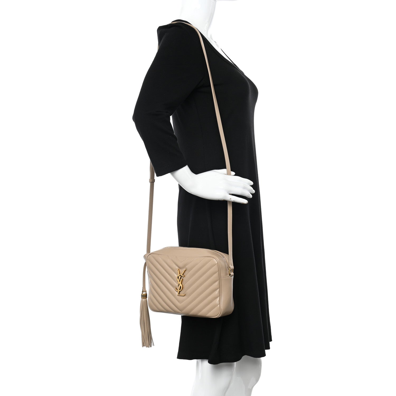 Saint Laurent Calfskin Matelasse Monogram Lou Camera Bag Nude Powder 2 of 18