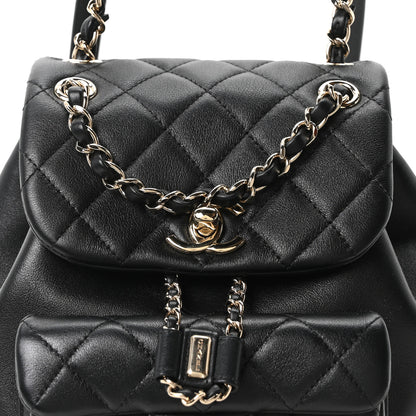 Chanel Lambskin Quilted Small Duma Drawstring Backpack Black 7 of 9
