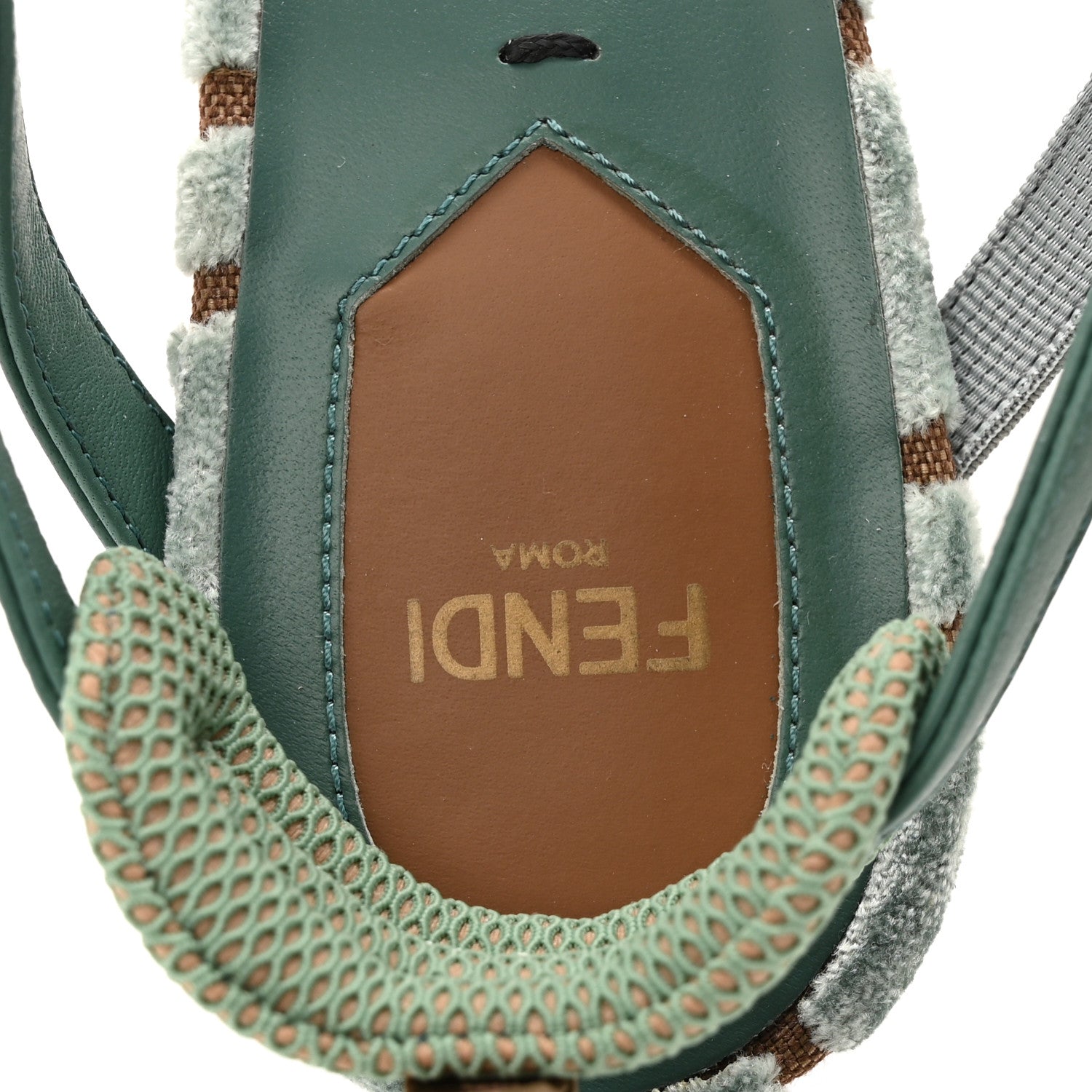 Fendi Vitello Grace Velluto FF Colibri 55mm Slingback Pumps 39.5 Menta Oil 39.5 Menta Oil Matcha 9 of 10