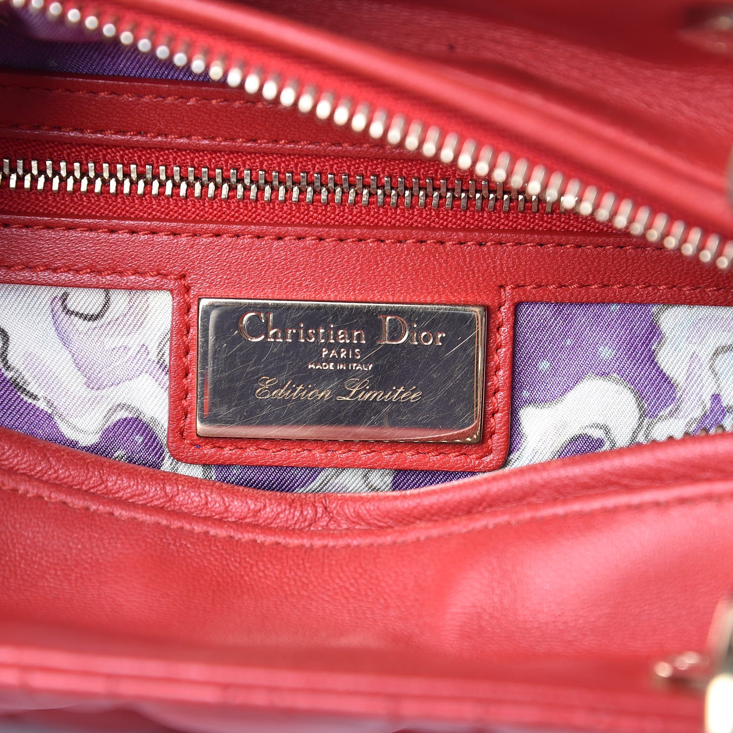 Lambskin Cannage Medium Lady Dior Red