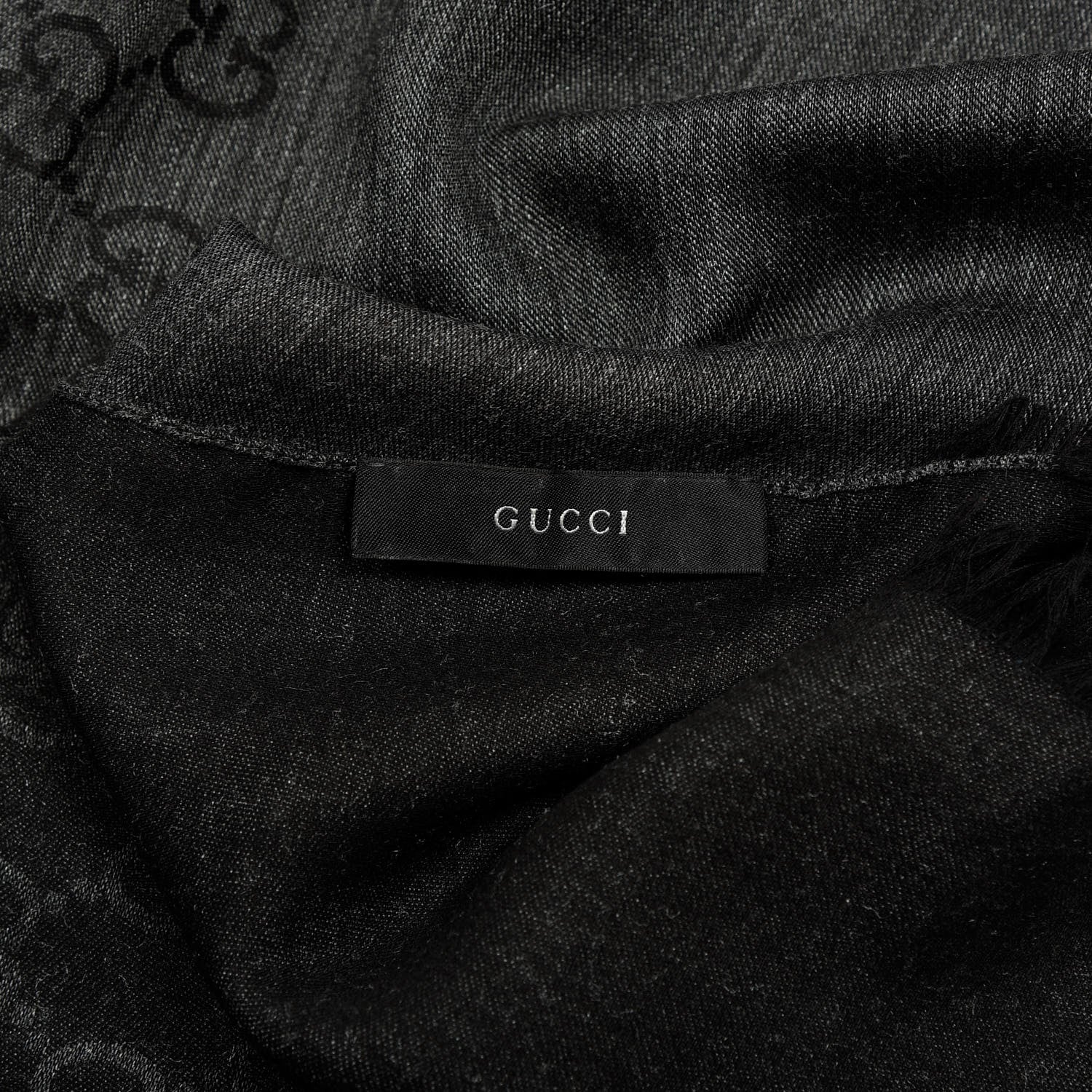 Gucci Wool Silk GG Monogram GGNat Scarf Anthracite 2 of 2