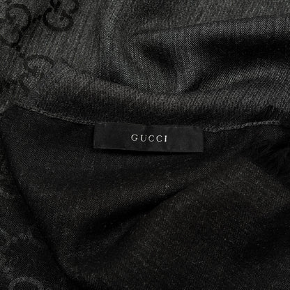 Gucci Wool Silk GG Monogram GGNat Scarf Anthracite 2 of 2