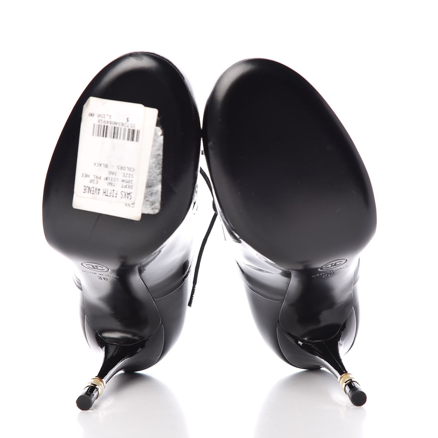 Patent Calfskin Pearl Oxford Lace Up Ankle Booties 36 Black