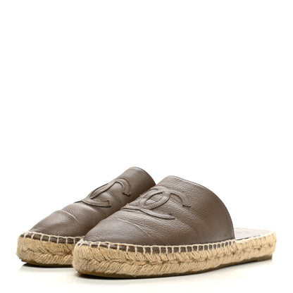 Chanel Calfskin CC Espadrille Mules 36 Dark Beige 3 of 13