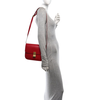 Celine Box Calfskin Medium Classic Box Flap Bag Red 2 of 11