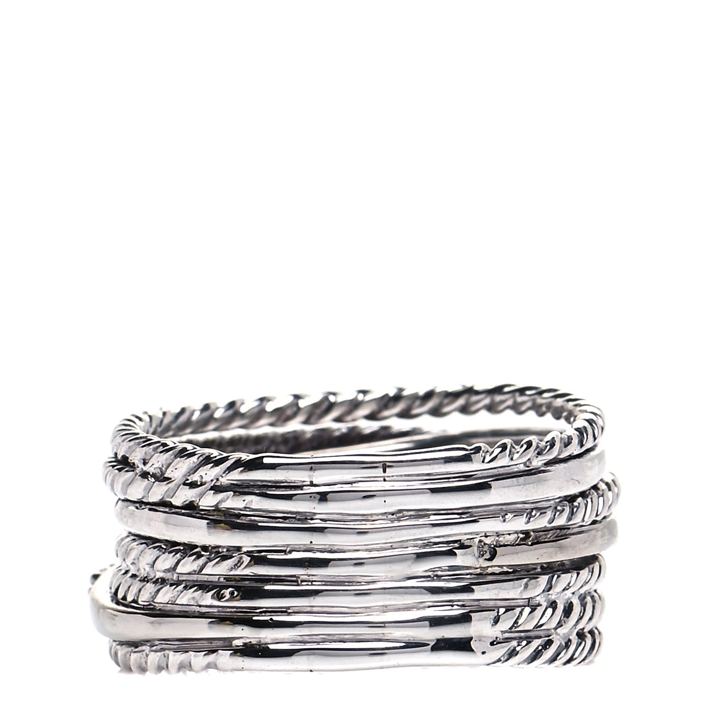 Sterling Silver 14K White Gold Diamond 11mm Wide Crossover Cable Ring 58 8.5