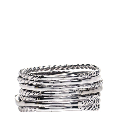 David Yurman Sterling Silver 14K White Gold Diamond 11mm Wide Crossover Cable Ring 58 8.5 3 of 5