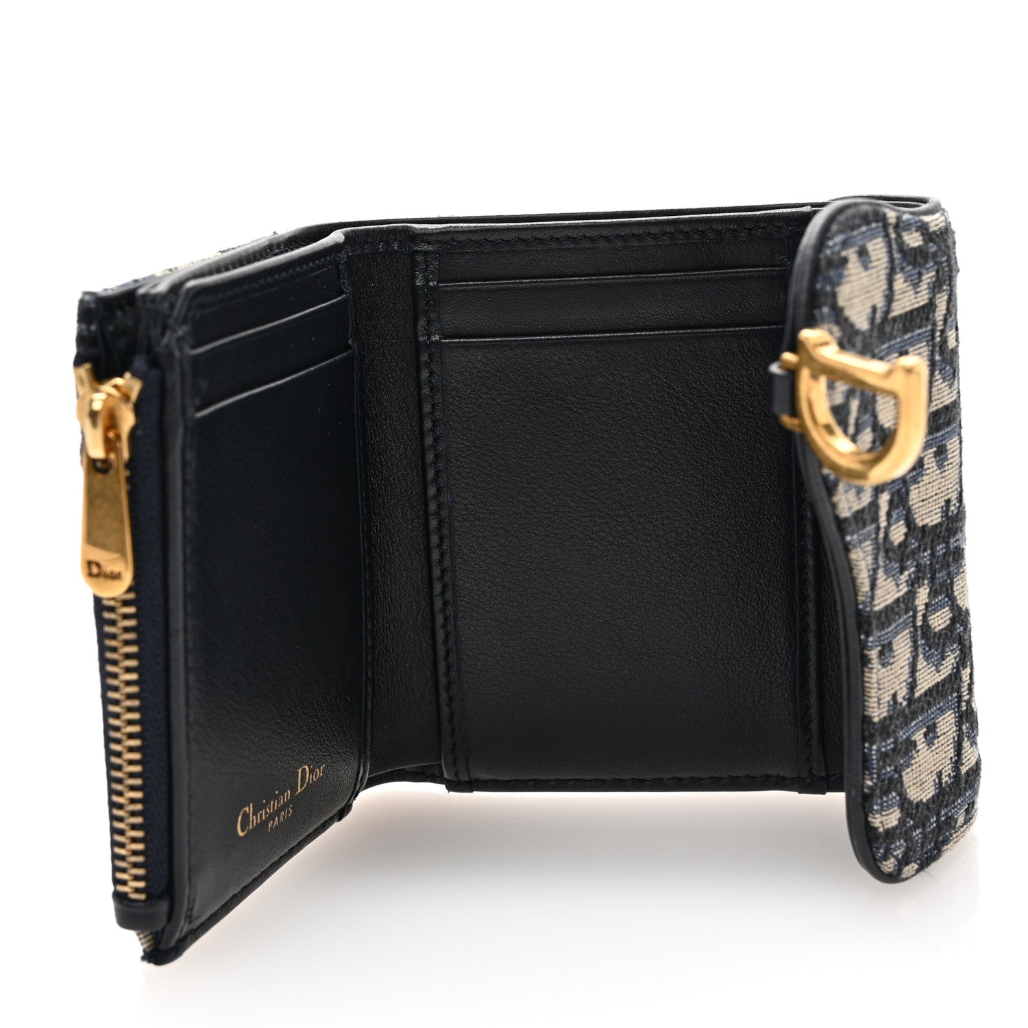 Christian Dior Oblique Saddle Lotus Wallet Blue 5 of 11