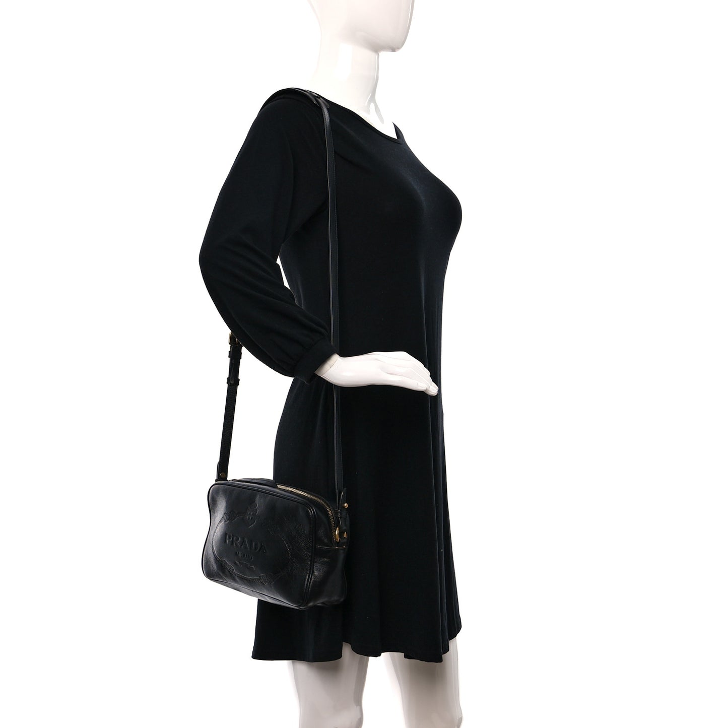 Glace Calf Logo Crossbody Black