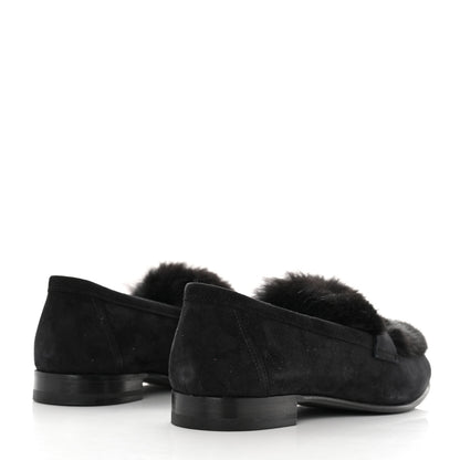 Hermes Mink Fur Suede Goatskin Paris Loafers 36.5 Black 4 of 9