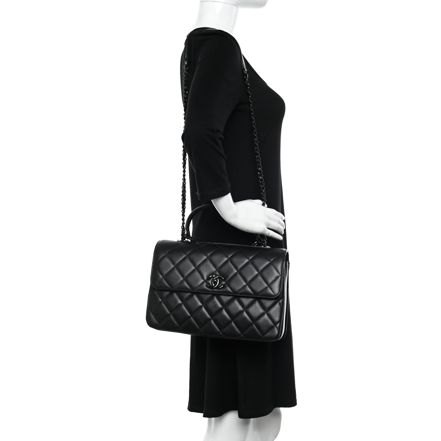 Chanel Lambskin Quilted Medium Trendy CC Flap Dual Handle Bag So Black 2 of 15