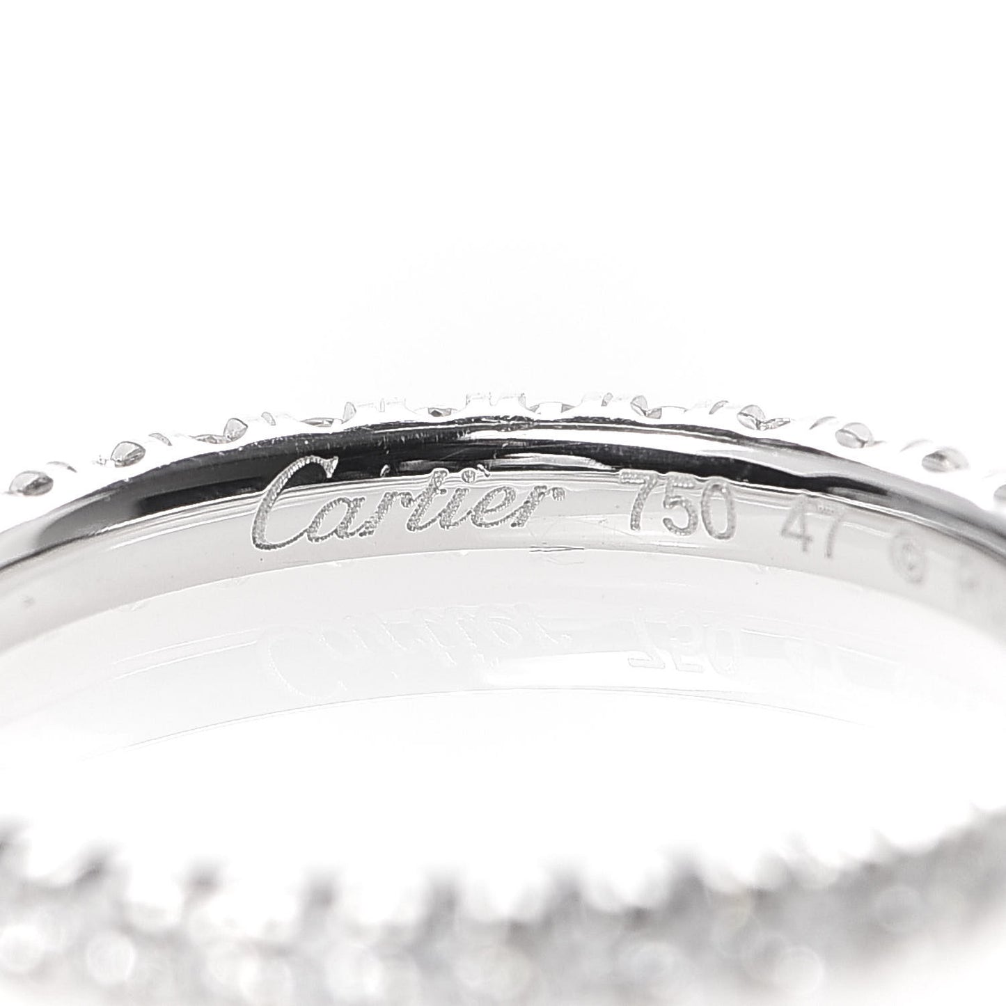 18K White Gold Diamond 2mm Etincelle de Wedding Band Ring 47 4