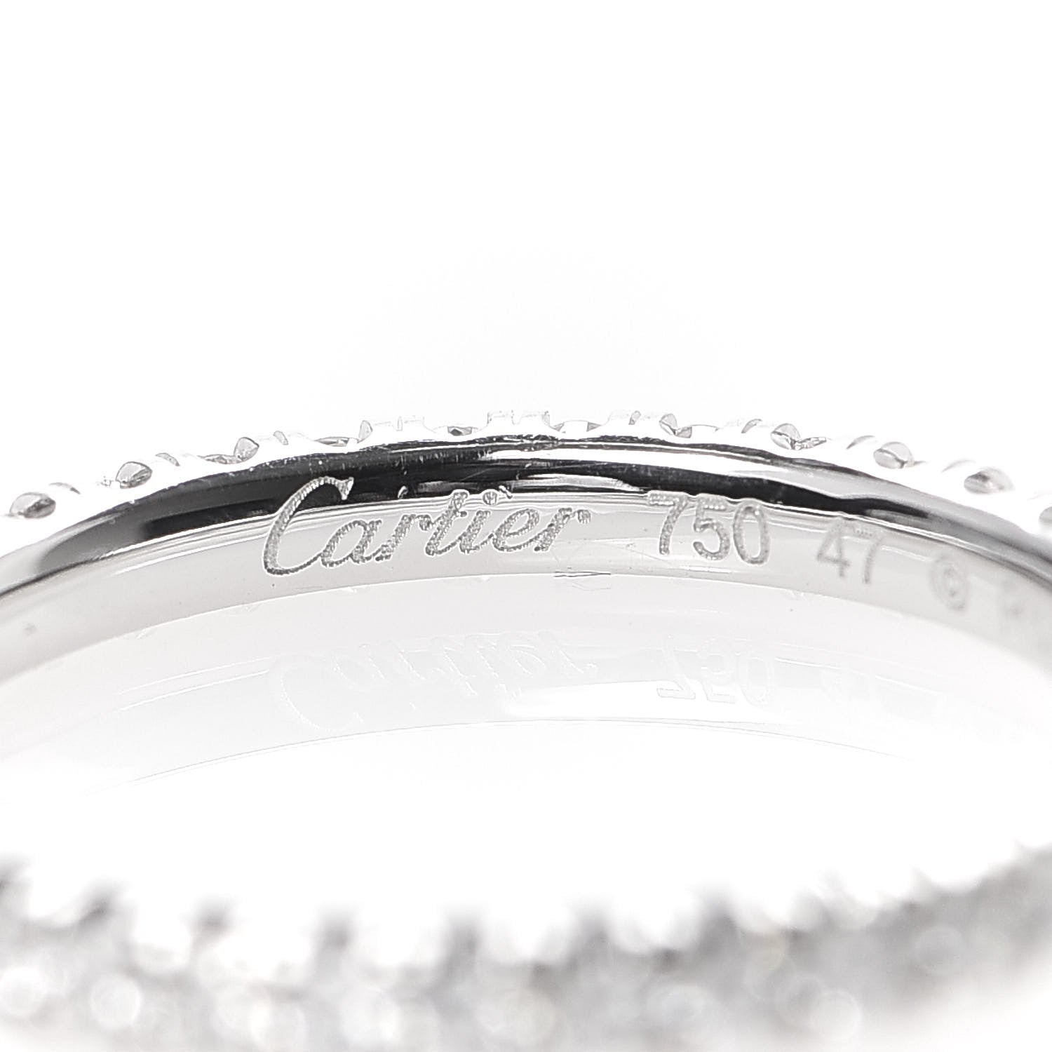 Cartier 18K White Gold Diamond 2mm Etincelle de Wedding Band Ring 47 4 5 of 5