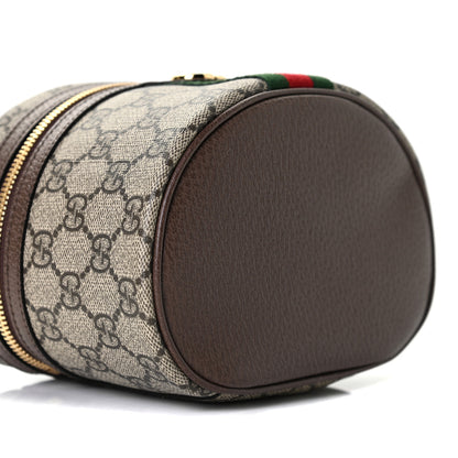 Gucci GG Supreme Monogram Textured Calfskin Web Ophidia Vanity Cosmetic Case Beige Ebony New Acero 4 of 10