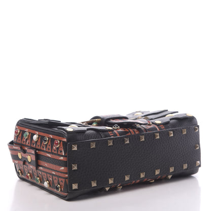 Valentino Garavani Calfskin Tribal Rockstud Shoulder Bag Black 4 of 9