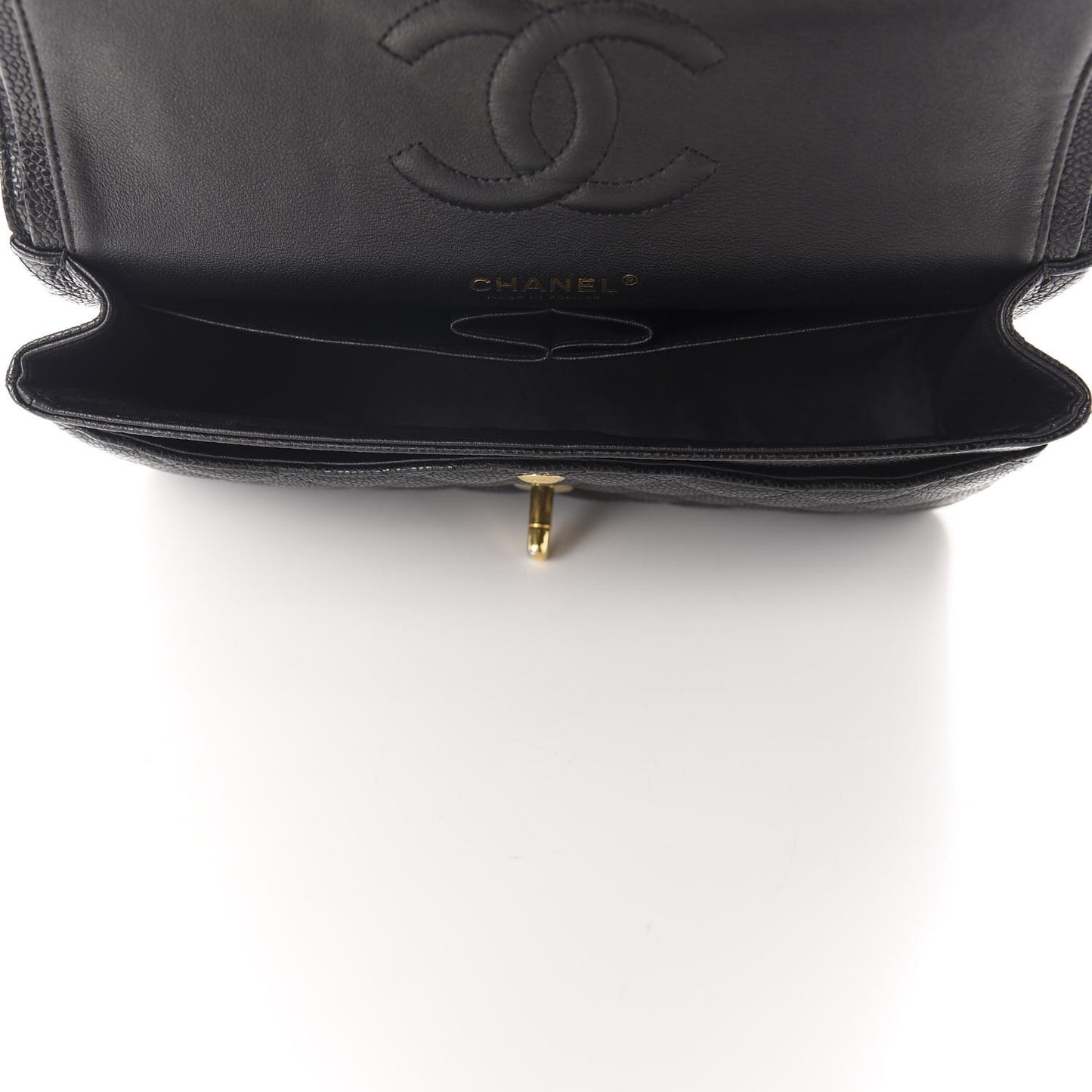 Caviar Quilted Medium Double Flap Black