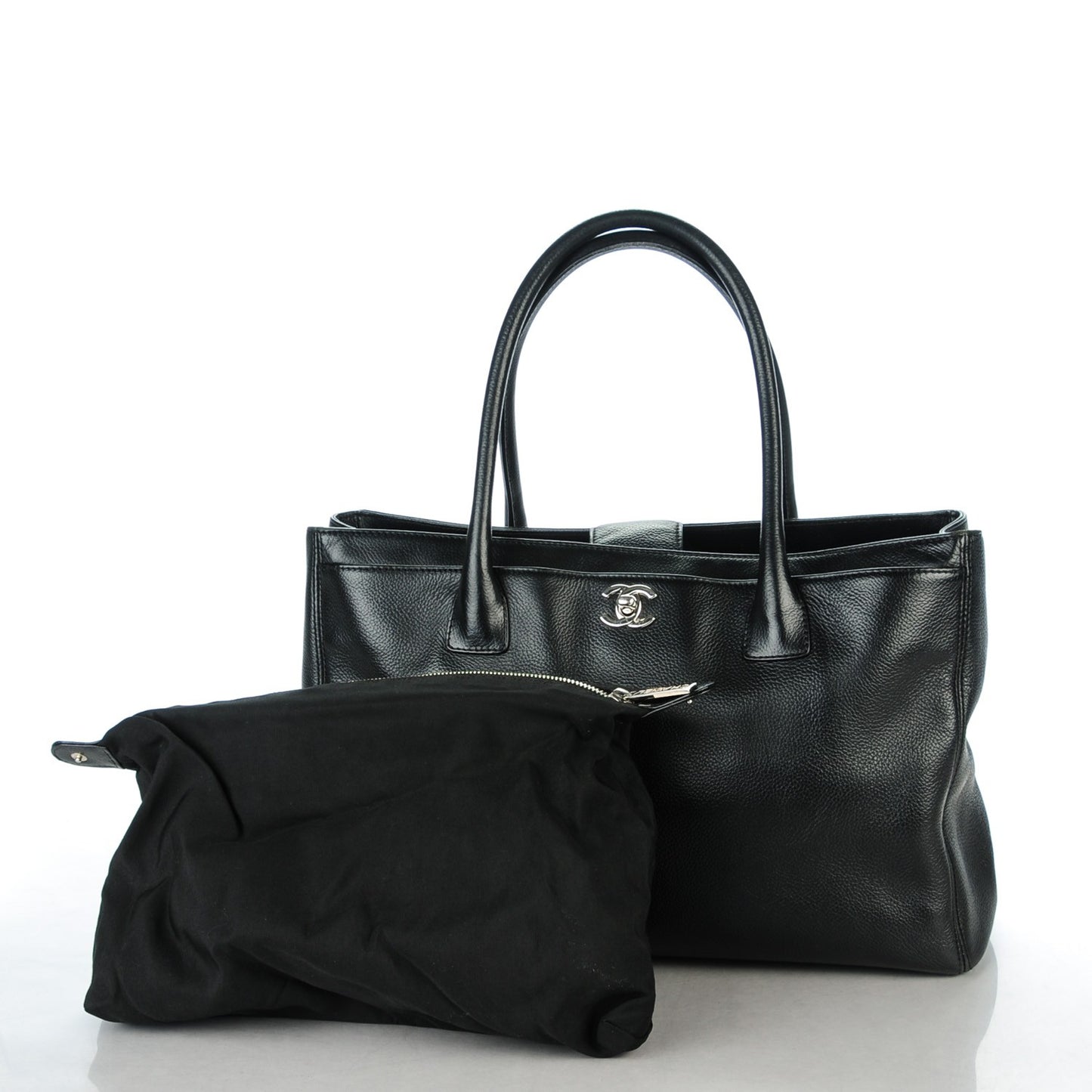 Calfskin Cerf Executive Shopper Tote Black