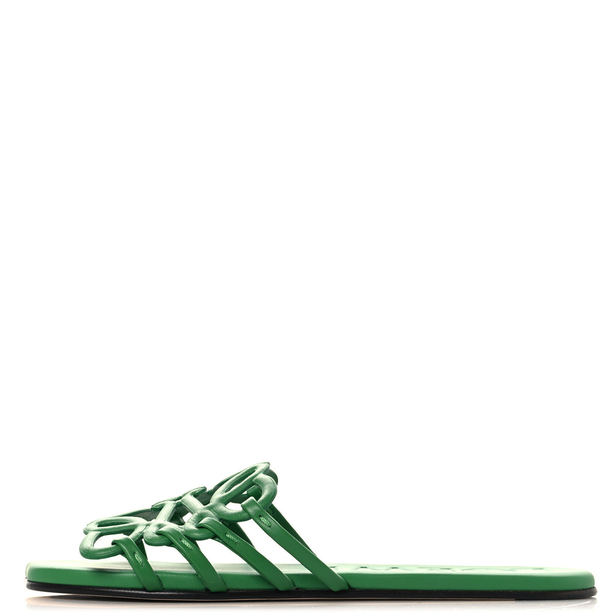Loewe Paula's Ibiza Calfskin Petal Anagram Caged Slide Sandals 38 Green 1 of 8