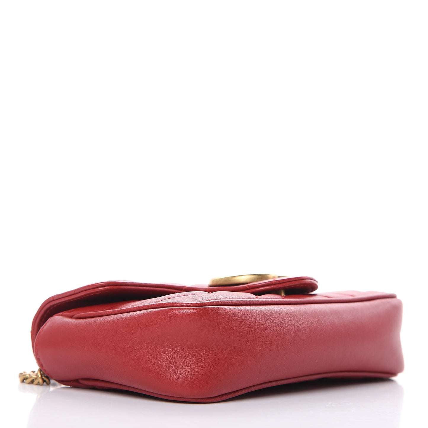 Calfskin Matelasse Super Mini GG Marmont Shoulder Bag Hibiscus Red