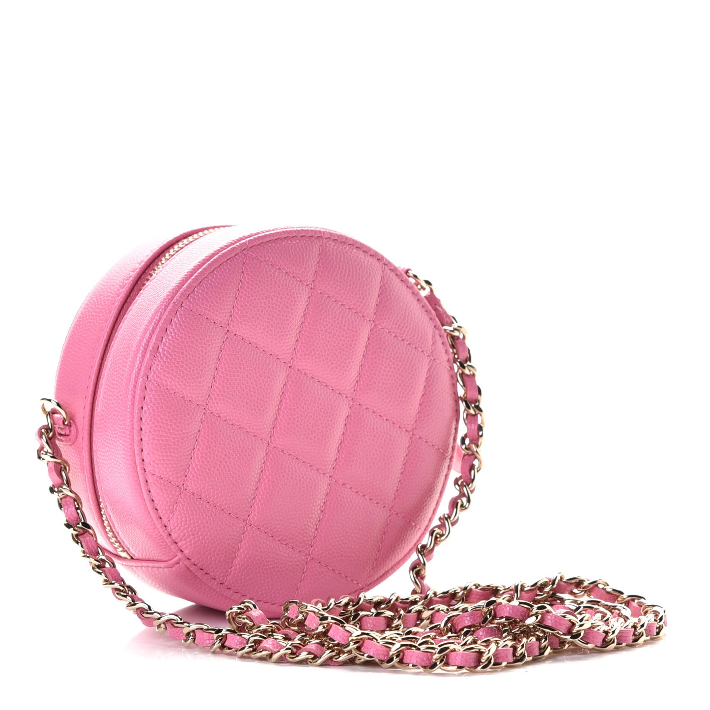 Caviar Quilted Gripoix CC Round Clutch With Chain Pink