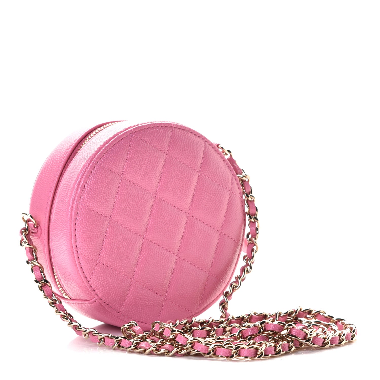 Chanel Caviar Quilted Gripoix CC Round Clutch With Chain Pink 2 of 5
