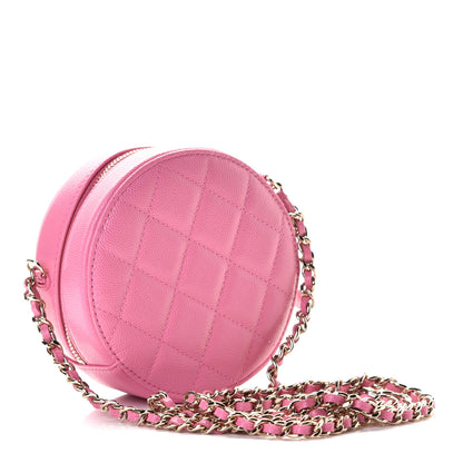 Chanel Caviar Quilted Gripoix CC Round Clutch With Chain Pink 2 of 5