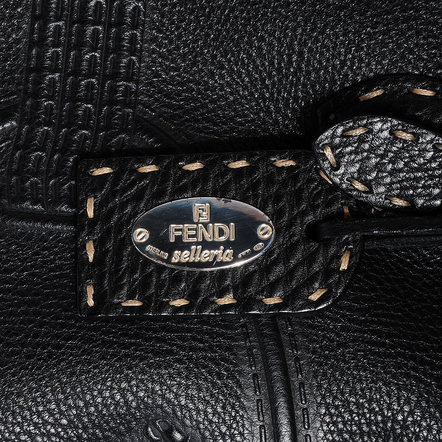 Fendi Calfskin Romano Selleria Villa Borghese Tote Black 10 of 11
