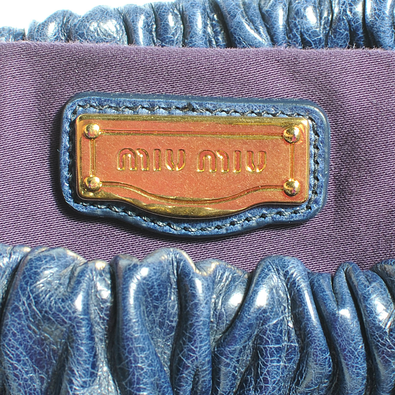 Miu Miu Leather Vitello Lux Gathered Shopper Tote Bleuette 6 of 8