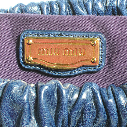Miu Miu Leather Vitello Lux Gathered Shopper Tote Bleuette 6 of 8