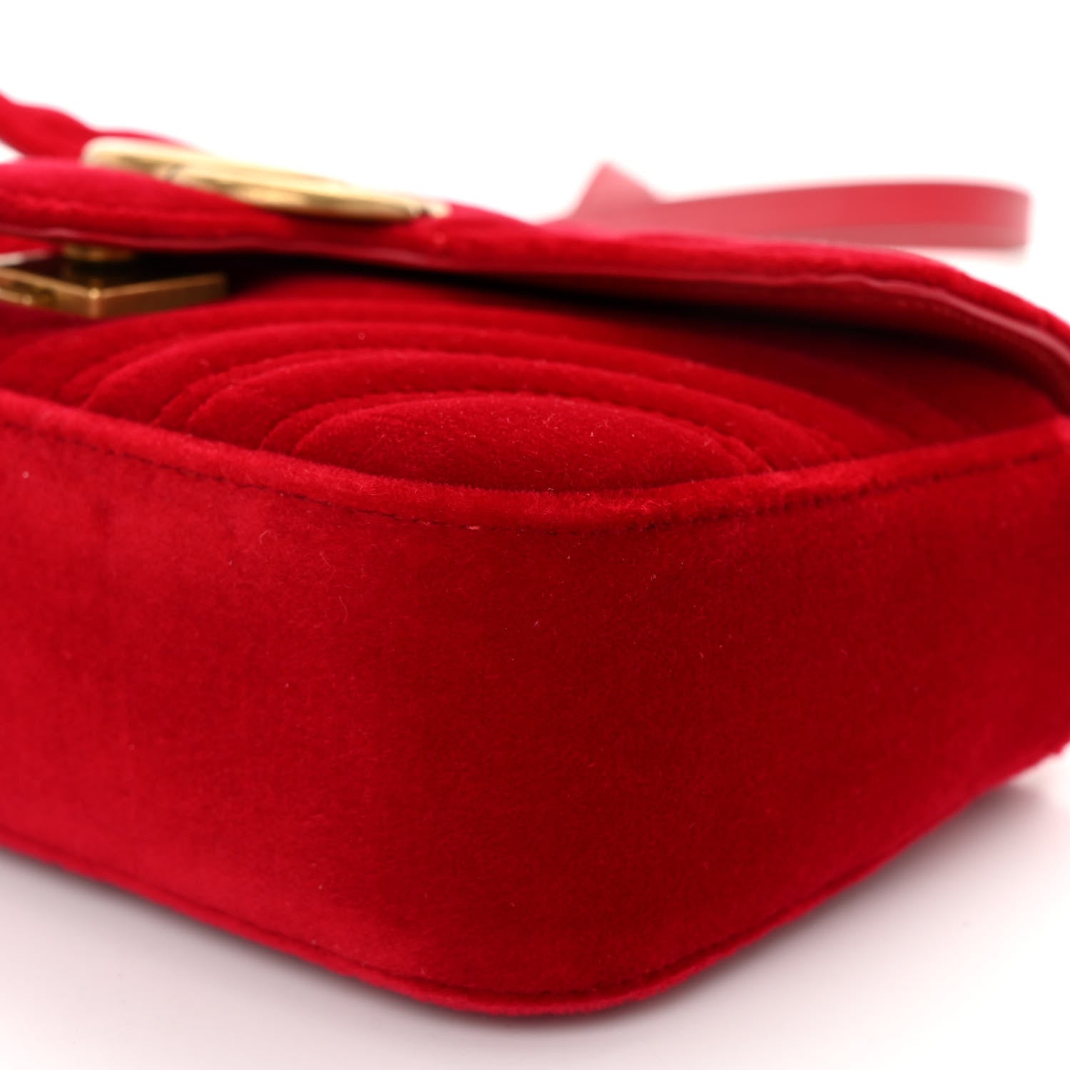 Gucci Velvet Matelasse Small GG Marmont Shoulder Bag Hibiscus Red 10 of 10