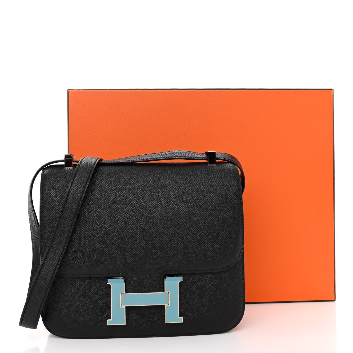 Hermes Epsom Enamel Constance 24 Black Bleu Saint Cyr 11 of 11
