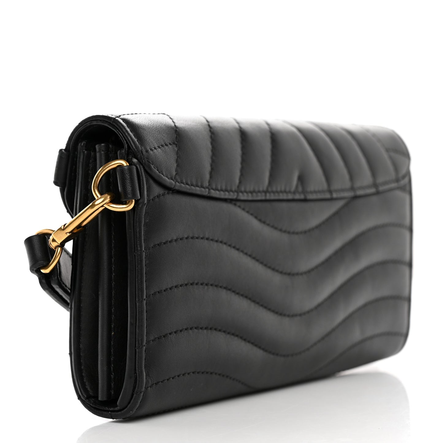 Calfskin Love Lock New Wave Long Wallet Black