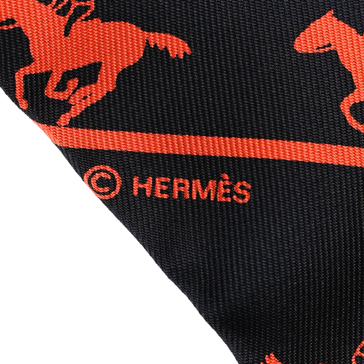 Hermes Silk Duc Carriage Horse Twilly Black 4 of 5