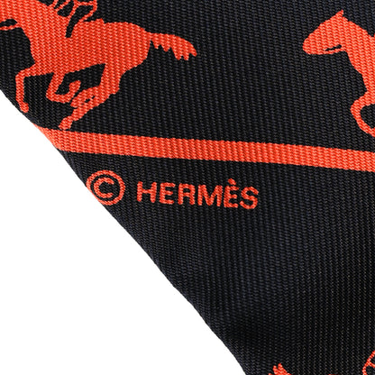 Hermes Silk Duc Carriage Horse Twilly Black 4 of 5