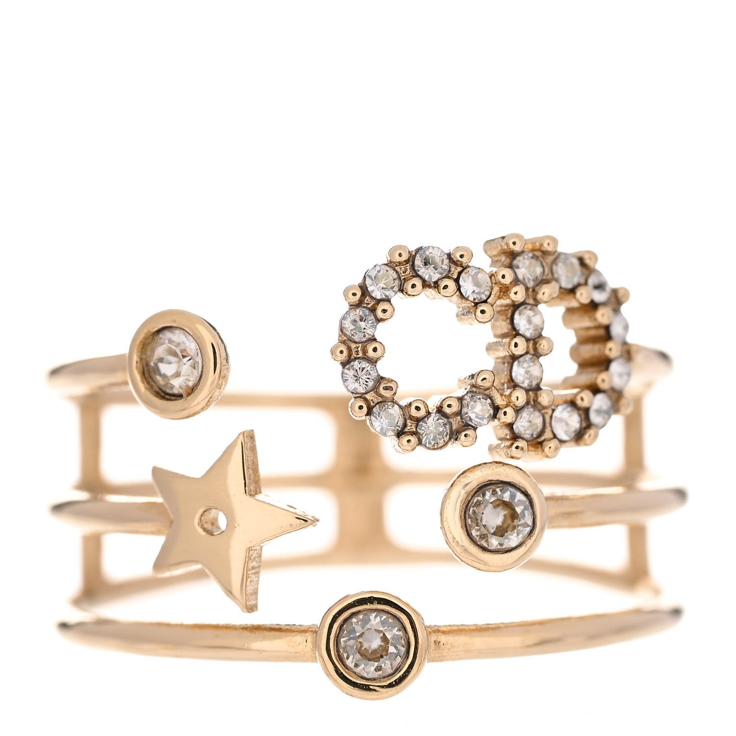 Metal Crystal Shiny-D Ring L Gold