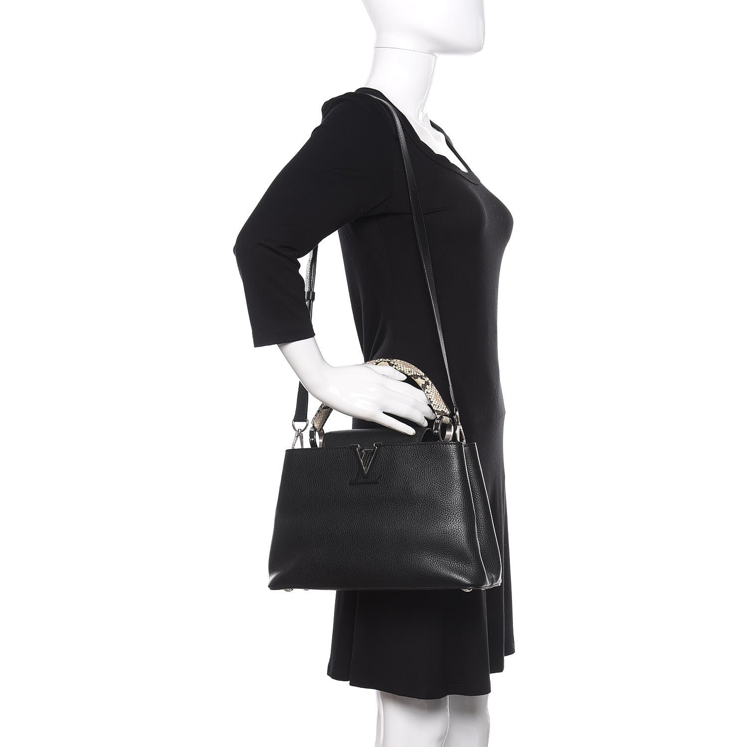 Louis Vuitton Taurillon Ayers Capucines PM Black 2 of 9
