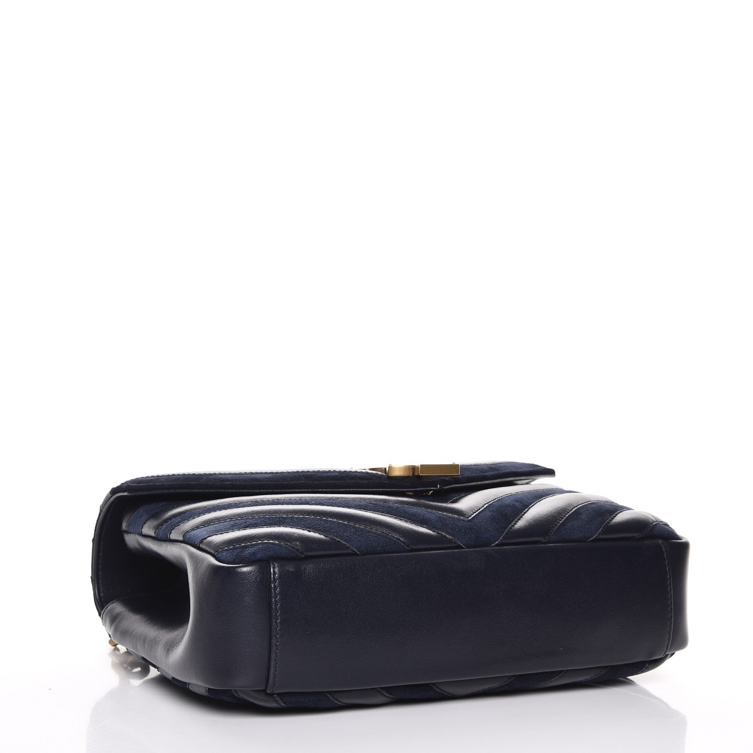 Saint Laurent Calfskin Suede Matelasse Chevron Monogram Medium College Bag Marine 4 of 10