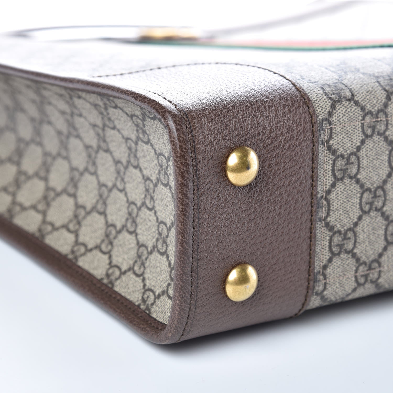 Gucci GG Supreme Monogram Textured Calfskin Web Medium Ophidia Slip Handle Tote Beige Ebony New Acero 8 of 9