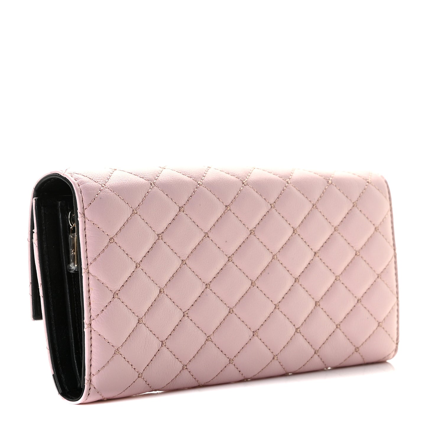 Vitello Quilted Continental Wallet Rosa