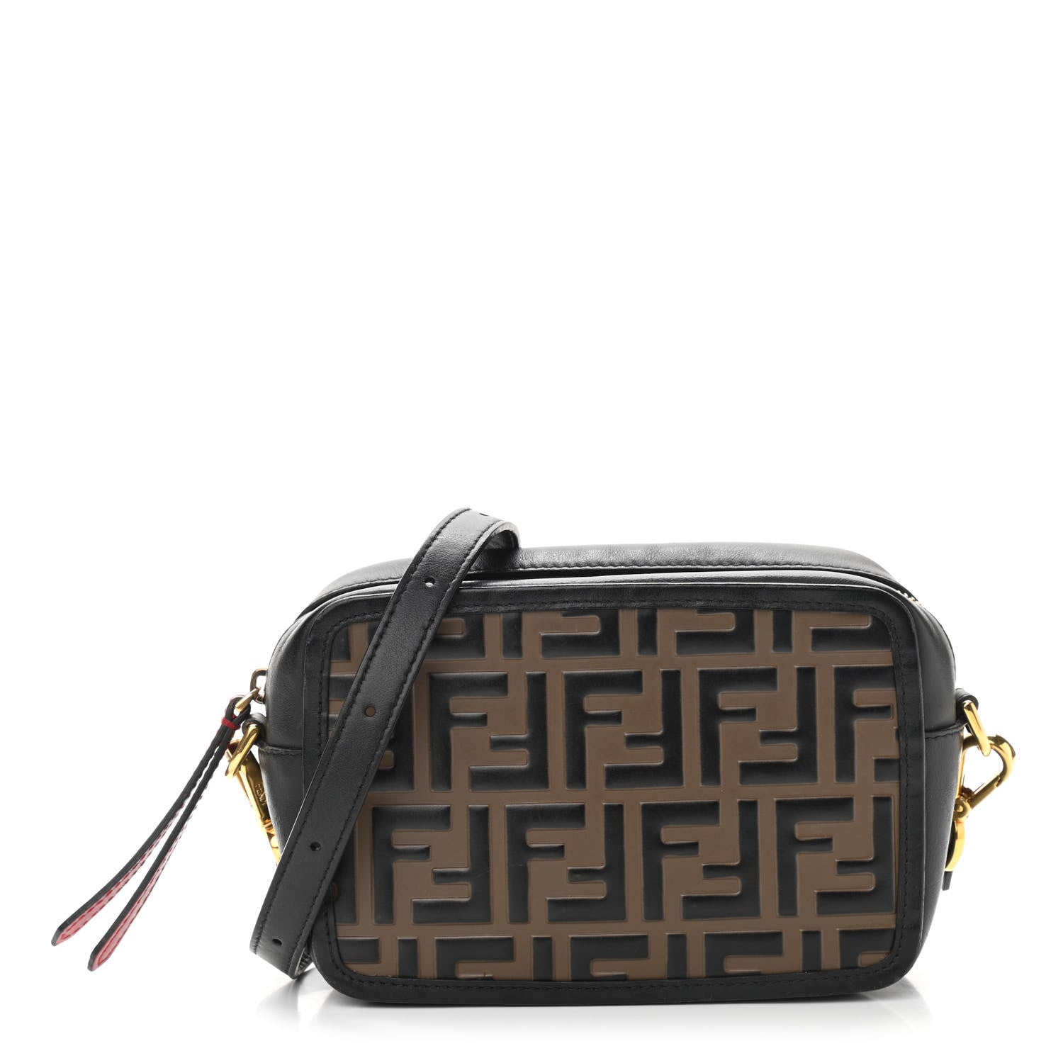 Fendi Vitello Century Bi-Color FF 1974 Embossed Mini Camera Case Maya Black 1 of 11