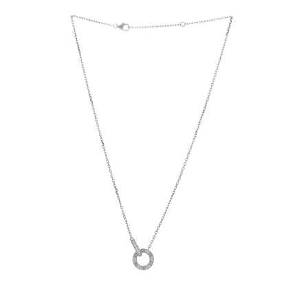 Cartier 18K White Gold Diamond Interlocking LOVE Paved Necklace 2 of 4