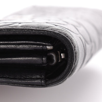 Chanel Lambskin Embossed Camellia Large Gusset Flap Wallet Black 12 of 14