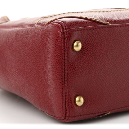 Chanel Caviar CC Stitched Tote Red 9 of 10