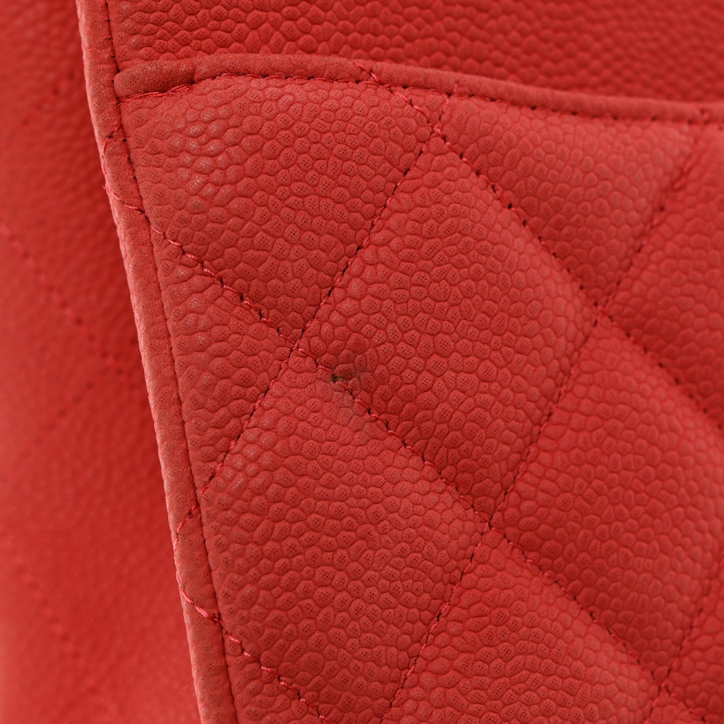 Iridescent Caviar Quilted Jumbo Double Flap Coral