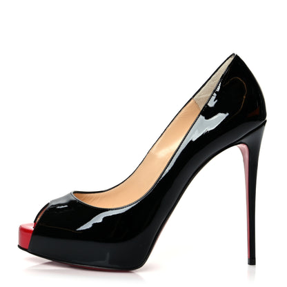Christian Louboutin Patent New Very Prive 120 Pumps 38 Black Red 1 of 7
