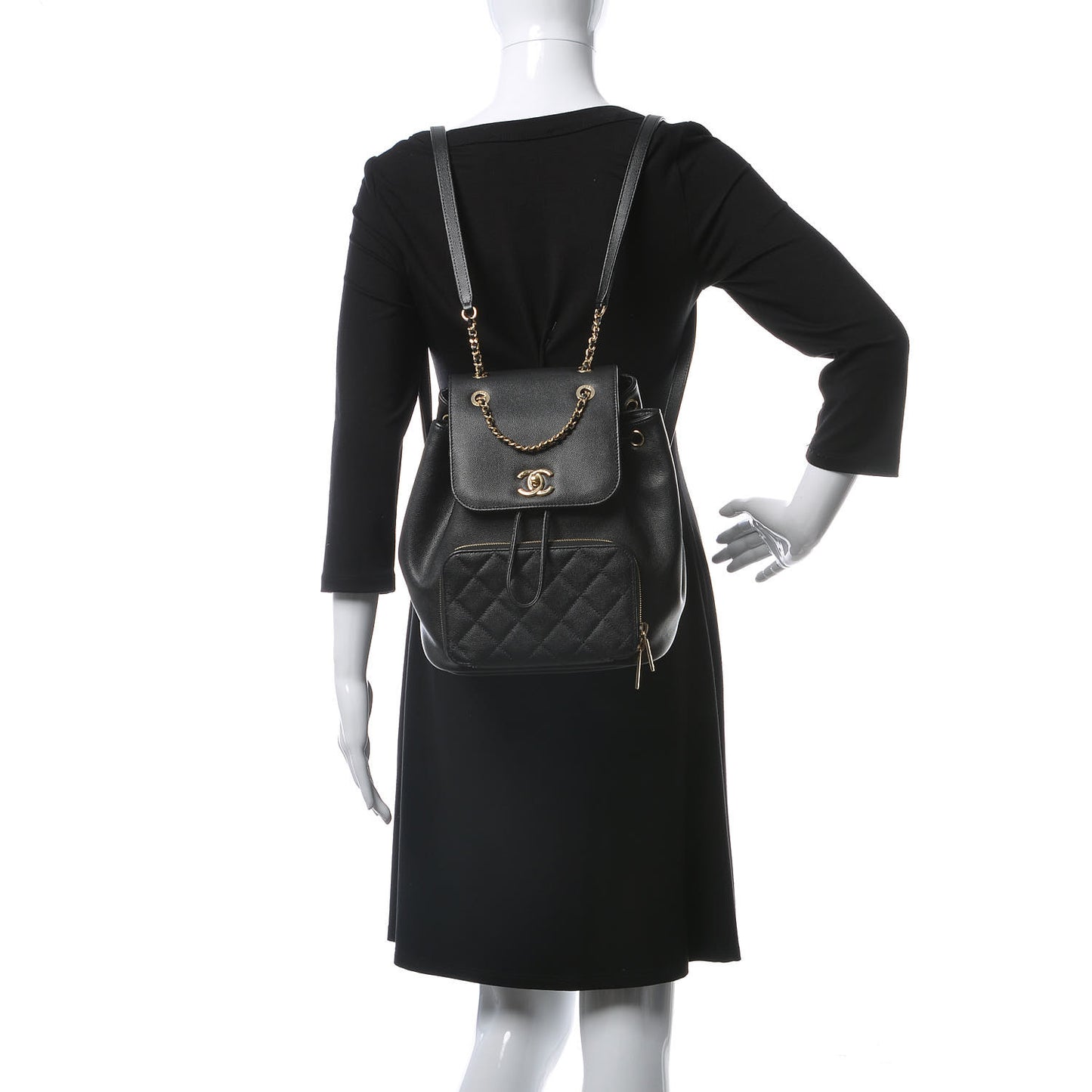 Caviar Quilted Business Affinity Backpack Black