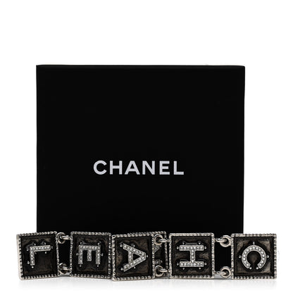 Chanel Metal Crystal Cha-Nel Logo Drop Earrings Silver 5 of 5