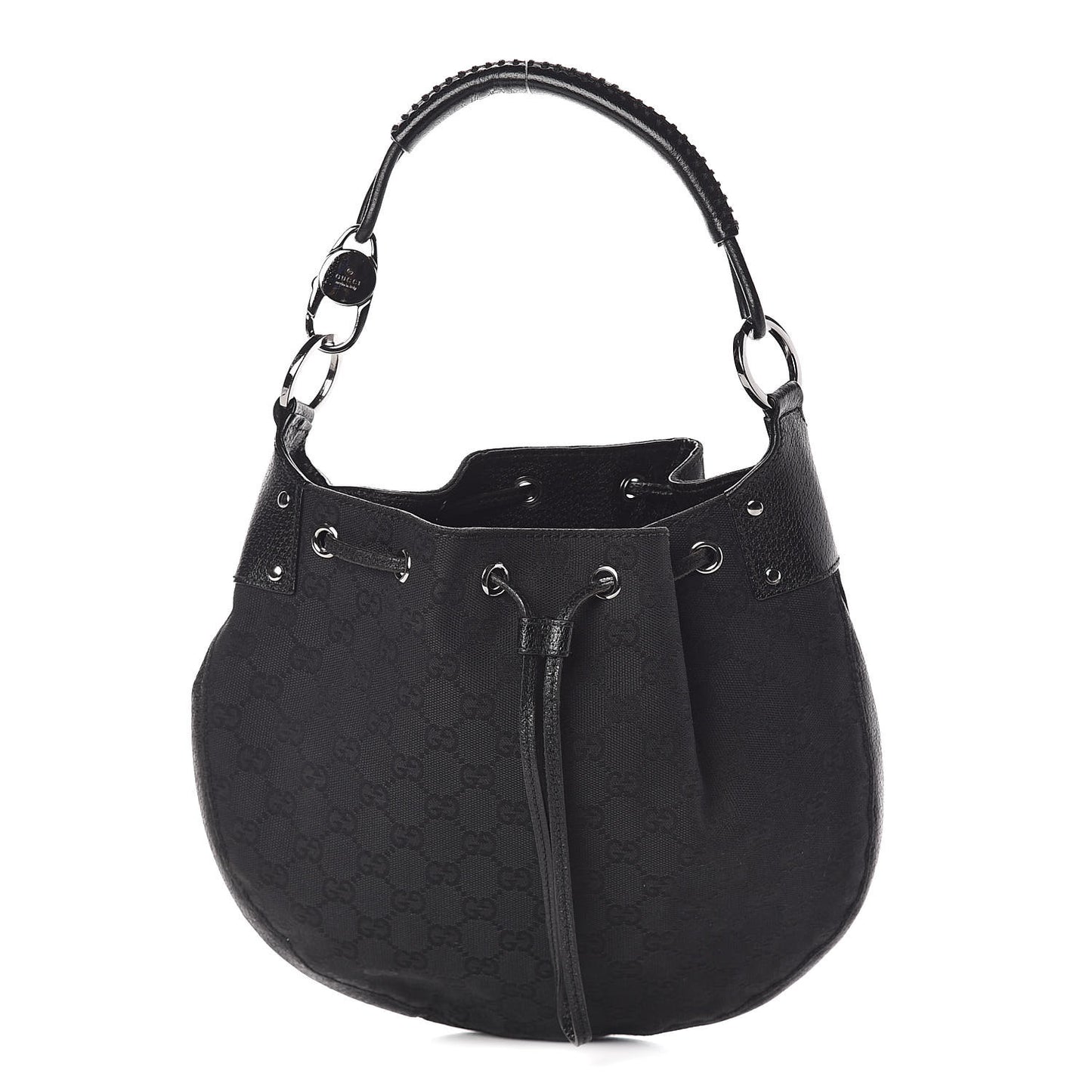 Monogram Drawstring Hobo Black