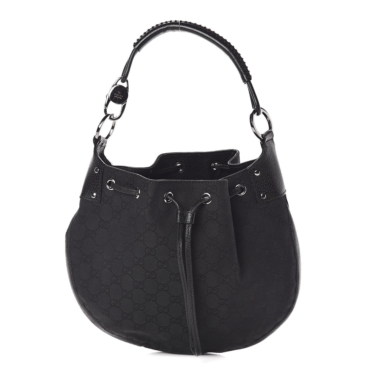 Gucci Monogram Drawstring Hobo Black 1 of 9